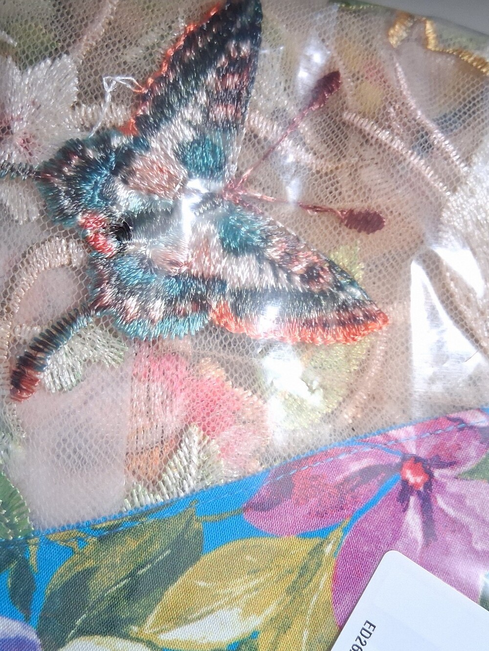 Aratta Garden Of Eden Embroidered Blue Floral Mesh Duster sz XL NWT - Picture 11 of 11